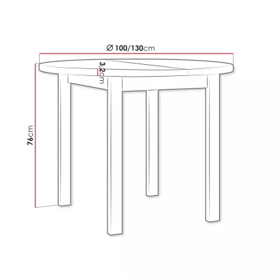 Malý rozkladací okrúhly jedálenský stôl 100 cm BAIRD 2 - dub artisan / čierny