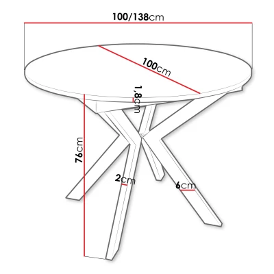 Malý okrúhly stôl do kuchyne 100 cm REKITA - mramor svetlý / čierny