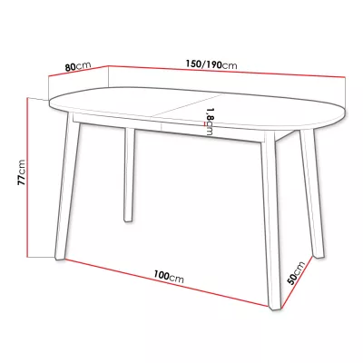 Oválny rozkladací jedálenský stôl 150x80 cm JORIS - dub kraft zlatý / čierny