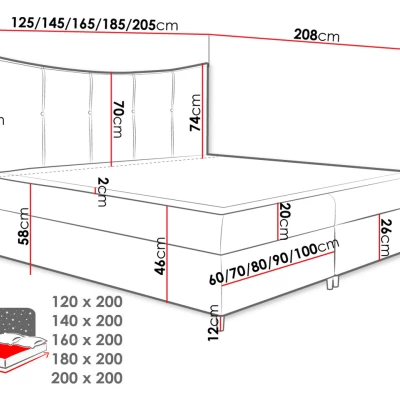 Kontinentálna manželská posteľ 200x200 MORISA 1 - ružová + topper ZDARMA