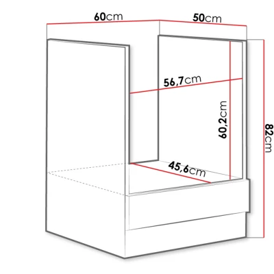 Skrinka pre vstavanú rúru 60 cm GENJI - šedá / lesklá biela