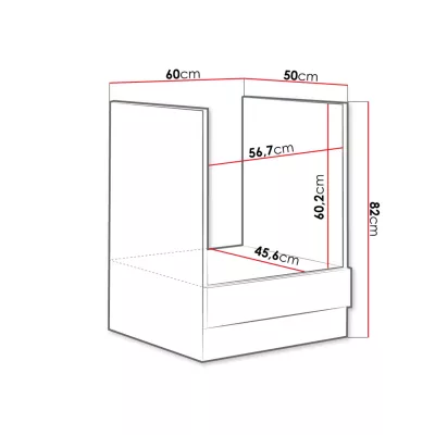 Skrinka pre vstavanú rúru 60 cm GENJI - šedá / lesklá biela