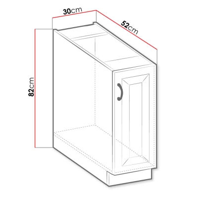Kuchynská spodná výsuvná skrinka 30 cm FRYZIA - biela