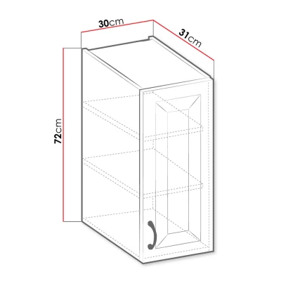 Horná policová kuchynská skrinka 30 cm FRYZIA - biela