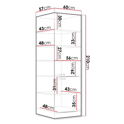 Vysoká kuchynská skrinka 60 cm GENJI 2 - šedá / lesklá biela