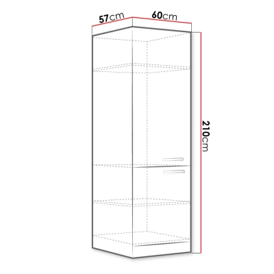 Vysoká kuchynská skrinka 60 cm GENJI 1 - šedá / lesklá biela