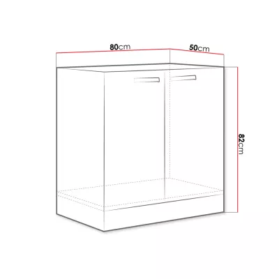 Kuchynská skrinka pod drez 80 cm RONG - šedá / lesklá šedá