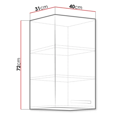 Horná kuchynská skriňa 40 cm GENJI - šedá / lesklá biela