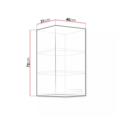 Horná kuchynská skriňa 40 cm GENJI - šedá / lesklá biela