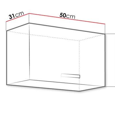 Horná kuchynská skrinka 50 cm RONG - šedá / lesklá šedá