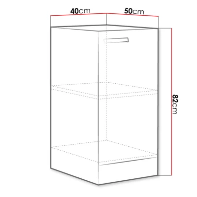 Dolná jednodverová kuchynská skrinka 40 cm GENJI - šedá / lesklá biela