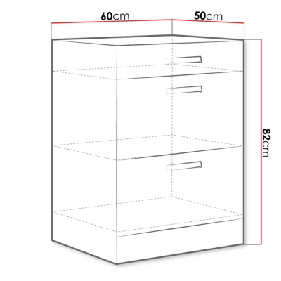 Dolná šuplíková kuchynská skrinka 60 cm GENJI - šedá / lesklá biela