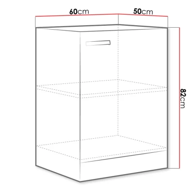 Dolná jednodverová kuchynská skrinka 60 cm RONG - šedá / lesklá šedá