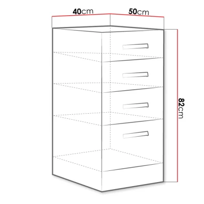 Dolná skrinka so šuplíkmi 40 cm GENJI - šedá / lesklá biela