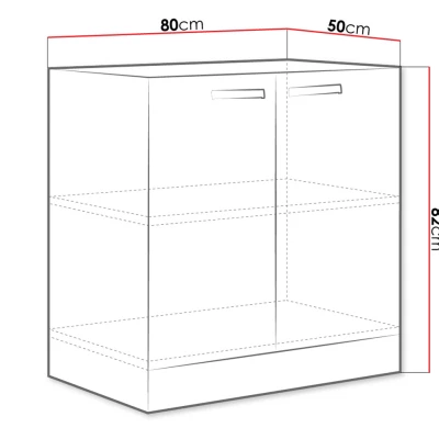 Dolná dvojdverová kuchynská skrinka 80 cm SHAN - šedá / lesklá krémová