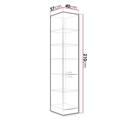 Vysoká kuchynská skrinka 40 cm GENJI - šedá / lesklá biela