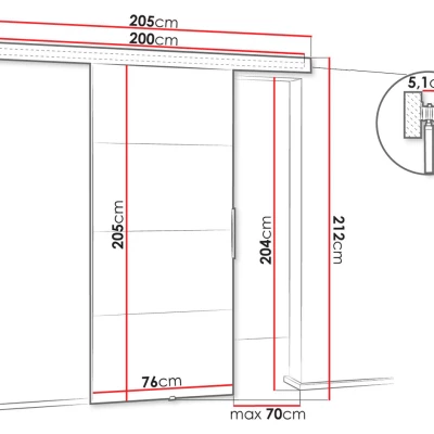 Posuvné interiérové dvere VIGRA 2 - 70 cm, antracitové