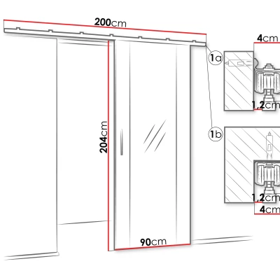 Interiérové zrkadlové posuvné dvere CONROE 2 - 90 cm, kašmír