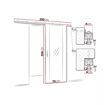 Interiérové zrkadlové posuvné dvere CONROE 2 - 90 cm, dub kraft