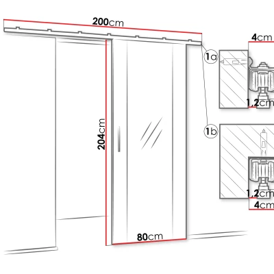 Interiérové zrkadlové posuvné dvere CONROE 2 - 80 cm, kašmír