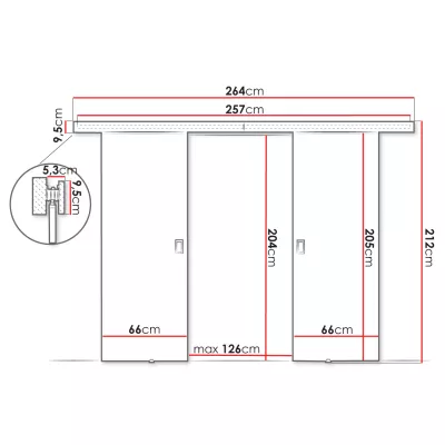 Posuvné dvojkrídlové interiérové dvere SANITA 3 - 132 cm, dub sonoma