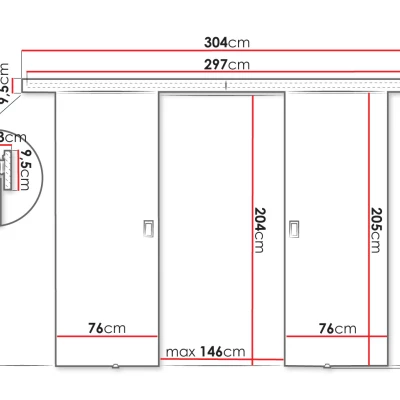 Posuvné dvojkrídlové interiérové dvere SANITA 3 - 152 cm, biele