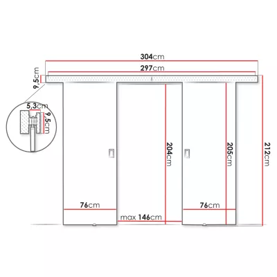 Posuvné dvojkrídlové interiérové dvere SANITA 3 - 152 cm, biele