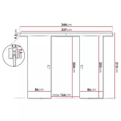 Posuvné dvojkrídlové interiérové dvere SANITA 3 - 172 cm, dub sonoma