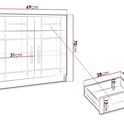 Kombinovaná úzka komoda KILEEN - dub sonoma / biela