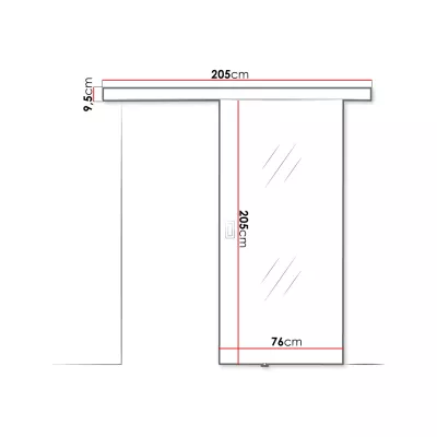 Posuvné interiérové dvere so zrkadlom PEARLEN 1 - 70 cm, čierne