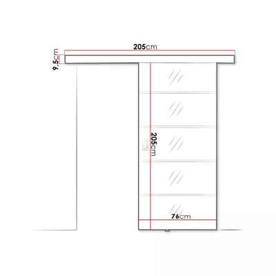 Posuvné interiérové zrkadlové dvere PEARLEN 2 - 70 cm, čierne