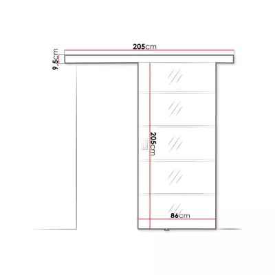 Posuvné interiérové zrkadlové dvere PEARLEN 2 - 80 cm, čierne