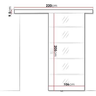 Posuvné interiérové zrkadlové dvere PEARLEN 2 - 100 cm, čierne