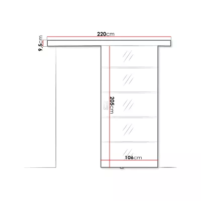 Posuvné interiérové zrkadlové dvere PEARLEN 2 - 100 cm, čierne