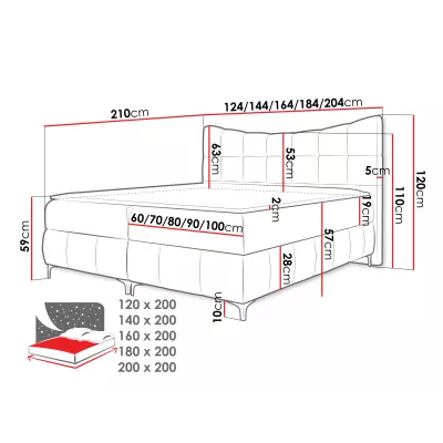 Kontinentálna dvojlôžková posteľ 160x200 ZOLZA - blankytná modrá + topper ZDARMA