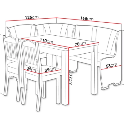 Rohová lavica do kuchyne s 2 stoličkami HERFORD - hnedá / béžovohnedá