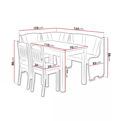 Rohová lavica do kuchyne s 2 stoličkami HERFORD - hnedá / béžovohnedá