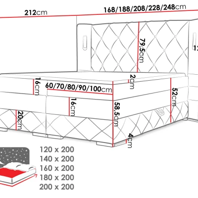 Hotelová manželská posteľ 160x200 BUELTON - latte + topper ZDARMA