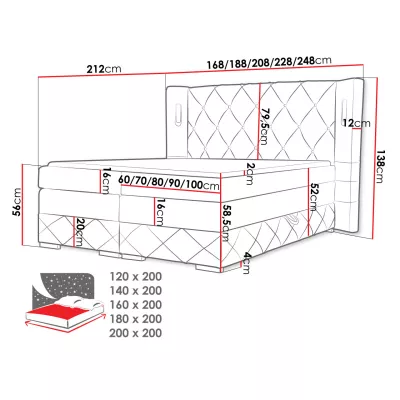 Hotelová manželská posteľ 160x200 BUELTON - latte + topper ZDARMA