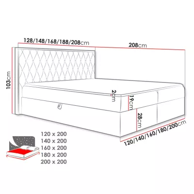 Boxspringová dvojlôžková posteľ 160x200 BELFLOWER 6 - dub lancelot / béžová + topper ZDARMA