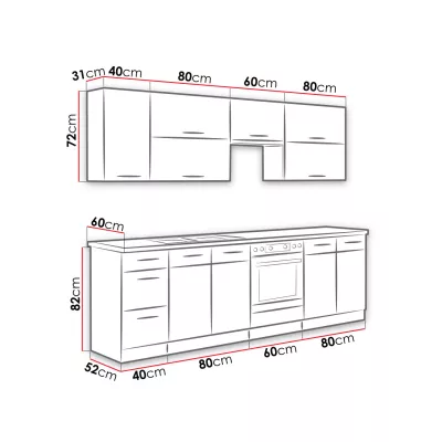 Kuchynská linka 260/260 cm ZHILAN 2 - dub lancelot / tmavé drevo + LED osvetlenie ZDARMA