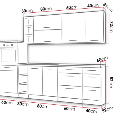 Kuchynská linka 270/210 cm ZHILAN 4 - dub lancelot / tmavé drevo + drez a LED osvetlenie ZDARMA