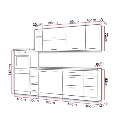 Kuchynská linka 270/210 cm ZHILAN 4 - dub lancelot / tmavé drevo + drez a LED osvetlenie ZDARMA