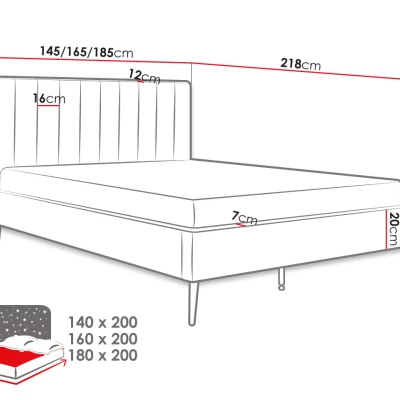 Čalúnené dvojlôžko 180x200 CARLIE - šedé