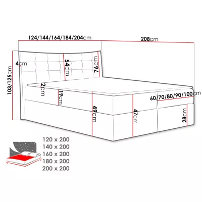 Hotelová dvojlôžková posteľ 160x200 PONCE - čierna + topper ZDARMA