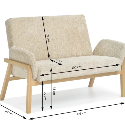 Dvojkreslo EMERY - béžové / dub