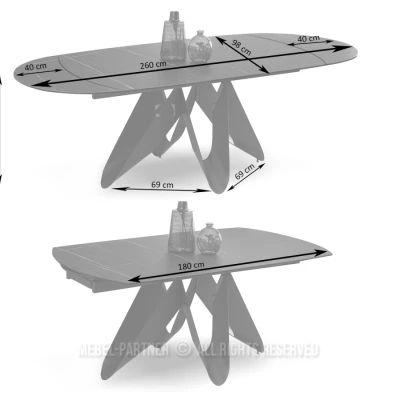 Rozkladací jedálenský stôl 180(260) JOHARI - čierny mramor / čierny