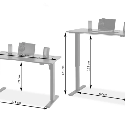 Výškovo nastaviteľný písací stôl IKERNE - čierny / biely