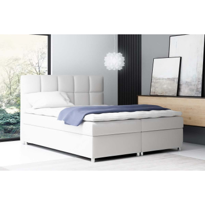 Čalúnená jednolôžková posteľ Tina biela Eko koža 120 + topper zdarma