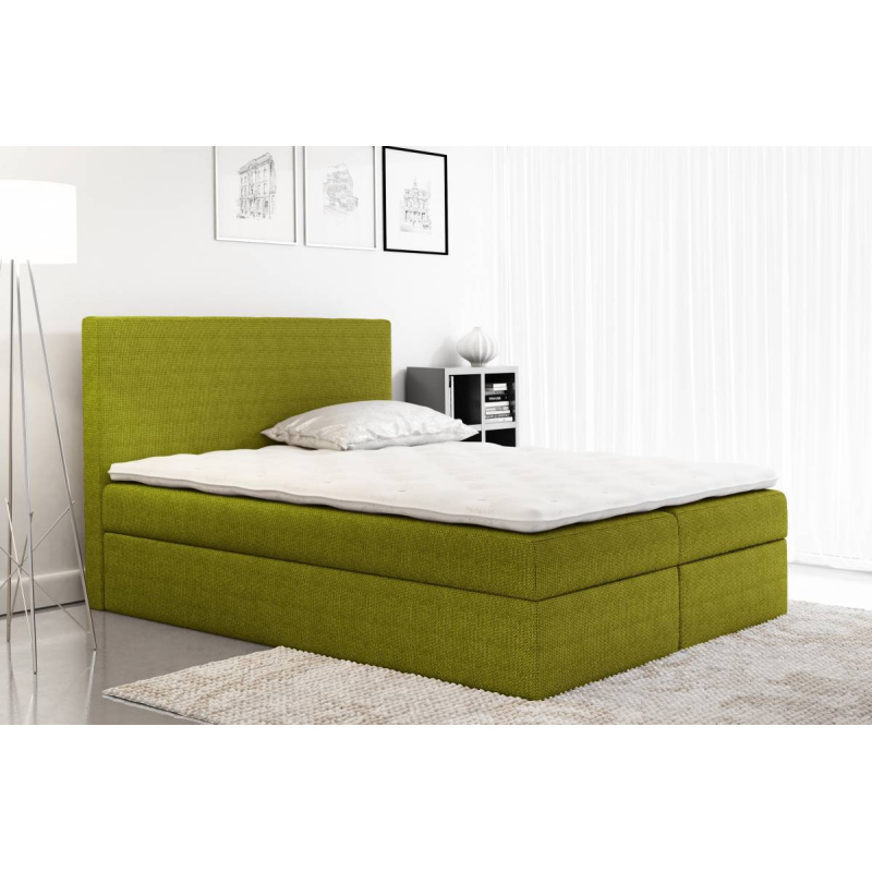 Boxspringová čalúnená posteľ Ella zelená 160 + Topper zdarma